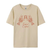 LIZAKOSHT  -  Lobster Cocktail Seafood Graphic Tees Cute Aesthetic La Dolce Vita T Shirt Short Sleeve Cotton Shirt Female Retro Women Tops Y2k